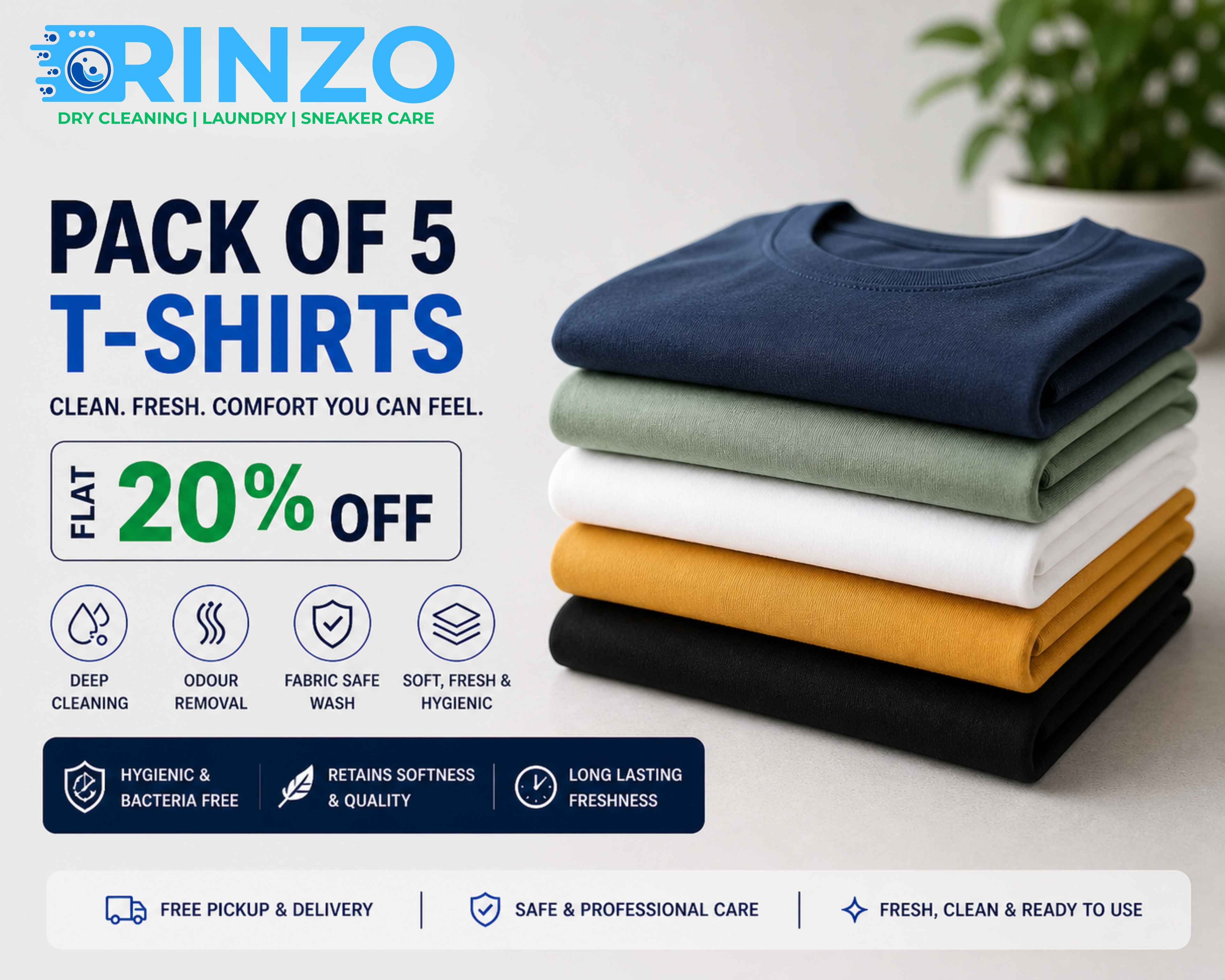 PACK OF 5 T-SHIRTS @ 20% OFF